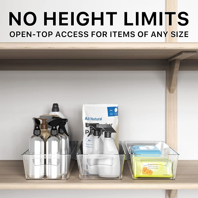 Simple Houseware 4 Pcs Pantry Clear Bin Storage Organizer, 14" x 7" x 3.75" - Image 5