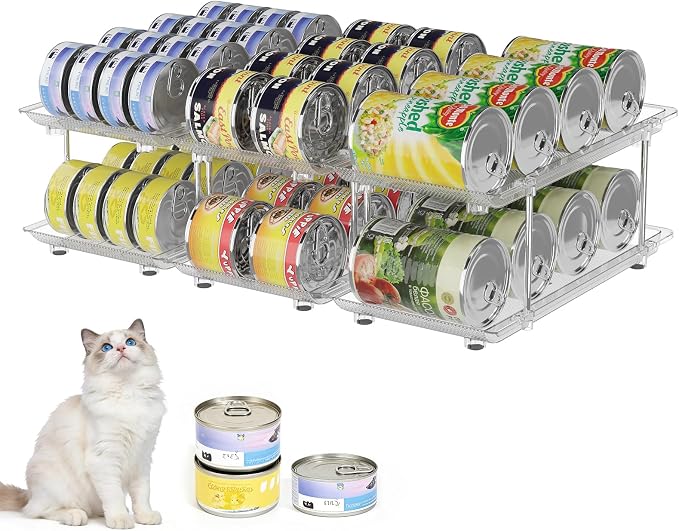 Cat Food Can Organizer, 2 Tier Adjustable Clear Can Rack by Unknown