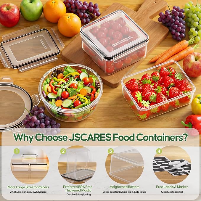 62 PCS Large Food Storage Containers with Lids Airtight Reusable Plastic | With 31 Lids & 31 Containers- Leakproof Meal-Prep Container for Kitchen Storage Organization Microwave/Dishwasher Safe - Image 3