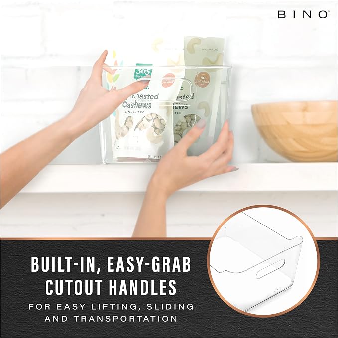 BINO | Plastic Storage Bins, X-Large - 2 Pack, Clear | THE SOHO COLLECTION | Pantry Organizers and Storage Containers Fridge Organizer Bins Kitchen Cabinet Organizer Medicine Cabinet Organizer Bin - Image 3