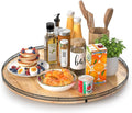 AMH 24-Inch Extra Large Farmhouse Oak Lazy Susan Organizer | Smooth rotating oak tray with walnut finish for dining tables, kitchen counters, pantries and cabinet storage. by AMH