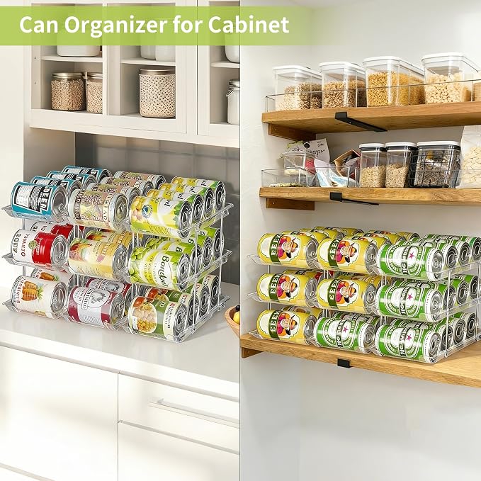 Can Organizer for Pantry, Stackable Food Pantry Storage Rack, 6 Tier | Automatic Rolling, Modular Storage, Clear Acrylic, Holds 72 Cans for Pantry, Cabinet & Fridge, Space Saving, Easy to Refill - Image 5