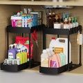 2 Packs Under Sink Pull-Out Storage Organizers, 12.8 Inches, Black | Multi-Purpose Cabinet Organizers and Storage for Bathroom & Kitchen by ukeetap