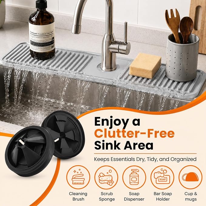 24 Inch Silicone Faucet Mat for Kitchen Sink Splash Guard, W/Sink Baffle | BPA-free silicone, Heat-resistant, non-slip, and built to withstand daily kitchen use, dishwasher safe and simple to rinse - Image 5