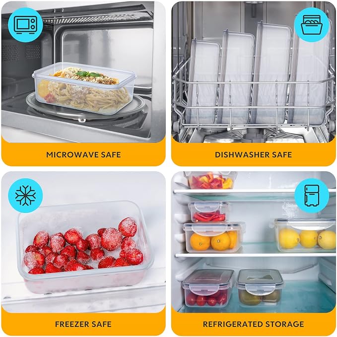 34 PCS Food Storage Containers with Lids Airtight(17 Lids &17 Containers) | Microwave/Dishwasher Safe 100% Leakproof Storage Containers for Meal Prep Kitchen Storage Organization with Labels & Pen - Image 6
