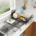 Simple Trending Dish Drying Rack - Expandable Dish Rack for Kitchen Counter, Large Capacity Dish Drainer, Stainless Steel Dish Strainer with Utensil & Cup Holders, Black by SimpleTrending