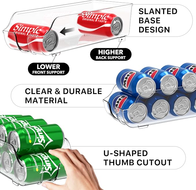 Simple Houseware 4-Pack Assorted Can Organizer for Refrigerator/Pantry | Clear, Set of 4 - Image 6