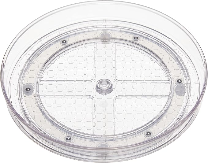 Amazon Basics Clear Rotating Lazy Susan Turntable Organizer for Condiments, 9-Inch, 2-Pack - Image 6