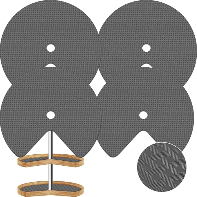 4 Pack 26In Lazy Susan Shelf Liner, Upgraded Composite Materials Circle Lazy Susan Liner for Kitchen Cabinets, Non Adhesive Liners Mats for Shelf Drawer Refrigerator Cupboard (4 Pack-Gray) by Lconvicely