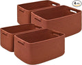 4 Pack Large Storage Basket for Organizing, 17.5"x13"x7" Woven Basket for Shelves, Closet Cube Storage Bins with Wrapped Handle, Cotton Rope Baskets for Kitchen, Clothes, Toys(Oxide Red) by Degeyoyo