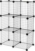 Amazon Basics 6-Cube Wire Grid Stackable Storage Organizer, Metal Shelving Unit, No-Tool Assembly, 26"W x 38"H x 12.6"D, Black by AmazonBasics