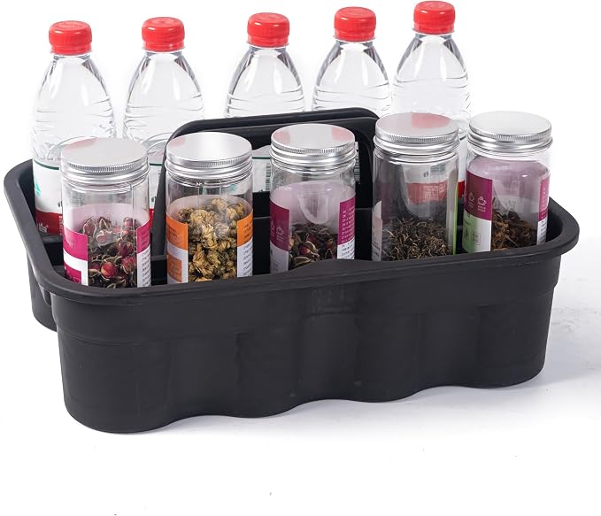 Matthew 3 Pack Large Plastic Tote Tool & Deluxe Supply Cleaning Caddy with Handle Portable Shower Basket Storage Caddy for Cleaning Products,Take-Out Drink,Bathrooms - Black - Image 6