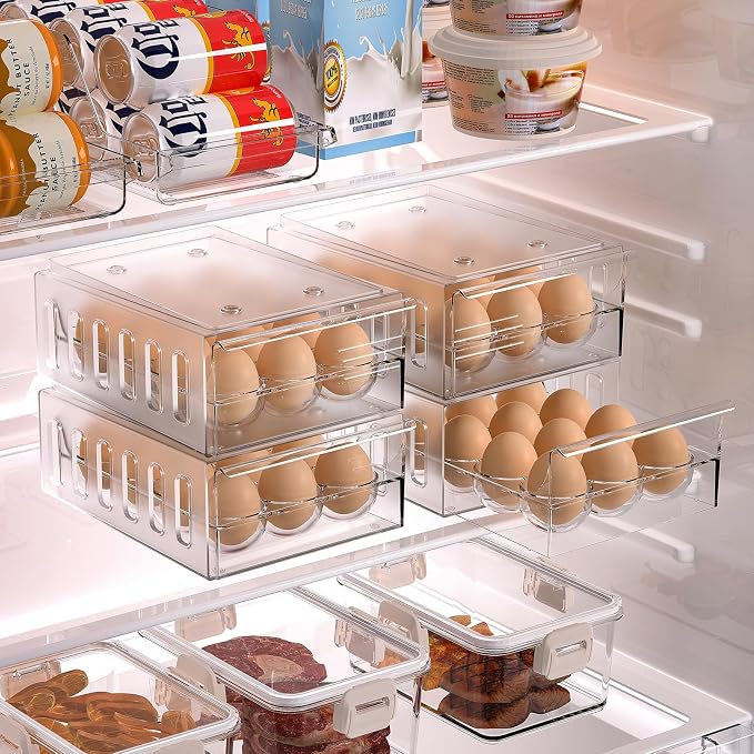 Egg Holder for Refrigerator Drawer Type Egg Container for Refrigerator BPA Free Fridge Organizer-12 Egg Storage,Stackable (Pack of 2) - Image 7