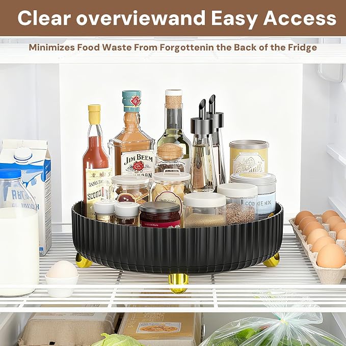2-Pack Black Turntable Organizer Set – 11" & 8.6" Lazy Susan for Cabinets, Kitchen Pantry, Refrigerator, Bathroom & Medicine Cabinet Storage, 360° Rotating Spice Rack Organizer - Image 6