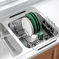 JASIWAY Black Dish Drying Rack in Sink with Utensil Holder, RV, Apartment | Over Sink Expandable Stainless Steel Dish Drainers for Compact Kitchen, Space Saving, Fast Drain, Rustproof, For 1-2 people by JASIWAY