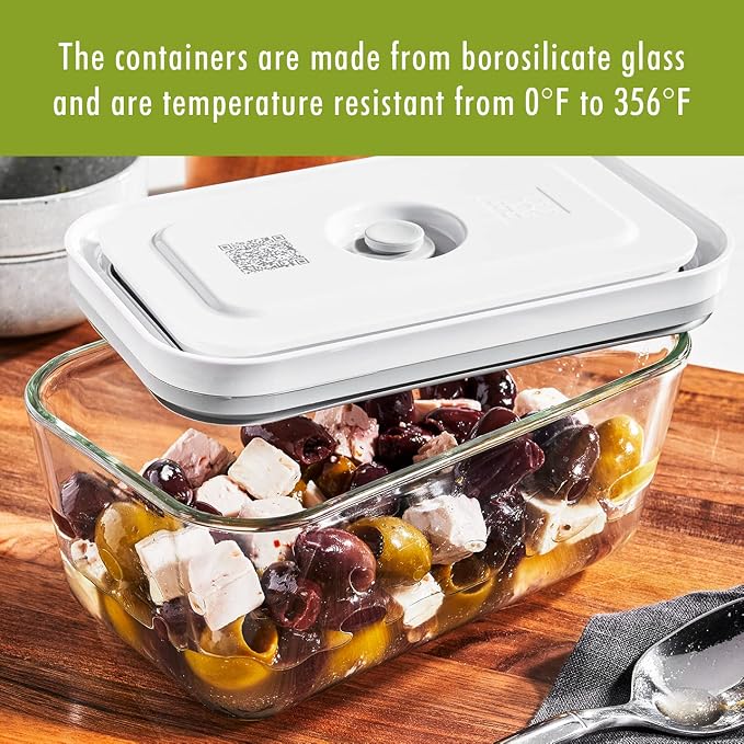 Zwilling Fresh & Save 3-Pc Glass Food Storage Container Set | Airtight Glass Containers Keep Food Fresh Up to 5X Longer with the Fresh & Save Vacuum Pump (Pump Not Included). - Image 11