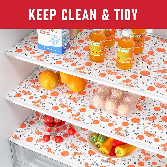 Cooyes Shelf Liners, 2-in-1 Non-Slip Fridge Mats, Absorb Excess Moisture, No-BPA Multiple Sizes for Glass Shelves, Kitchen Cabinets, Drawers (17.7 W x 24 L Inches, Dasiy-6 Pack) - Image 2