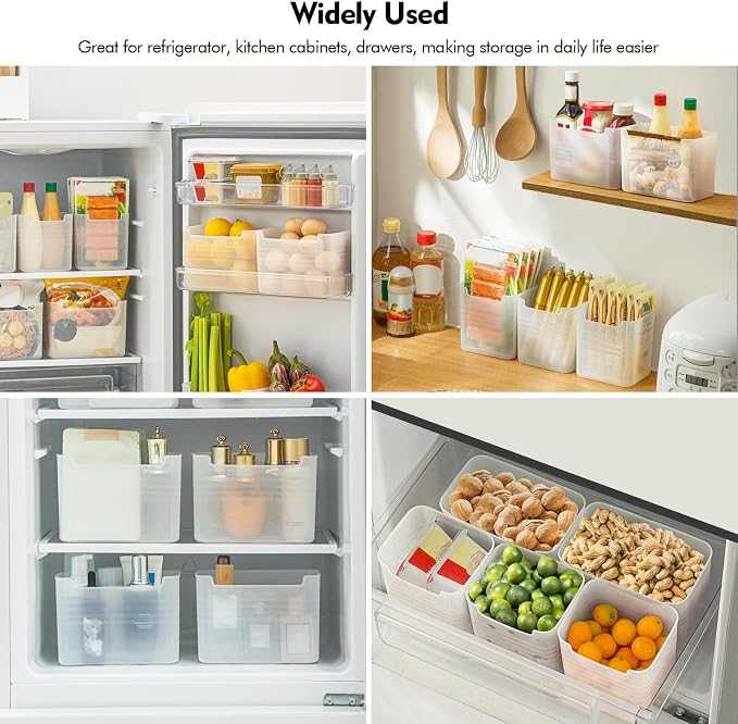 Refrigerator Organizer Box, Fridge Side Door Storage Containers Plastic Translucent Set of 5 (2M+3S) - Image 4