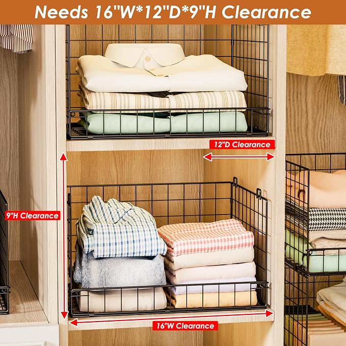 Yociyoga 8-Tier Stackable Closet Organizers and Storage Shelves, Foldable Closet Shelf Organizer, Stackable Storage Bins Drawers for Closet Organizer System, Black（Patent No. 30022416） - Image 5