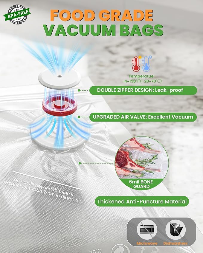 Compact Vacuum Sealer for Food: Powerful Handheld Vacuum Sealer Machine & 30 Reusable Vacuum Bags, With LED Display & Detachable Water Tank, Portable Food Sealer, Seal Meal Saver - Image 6