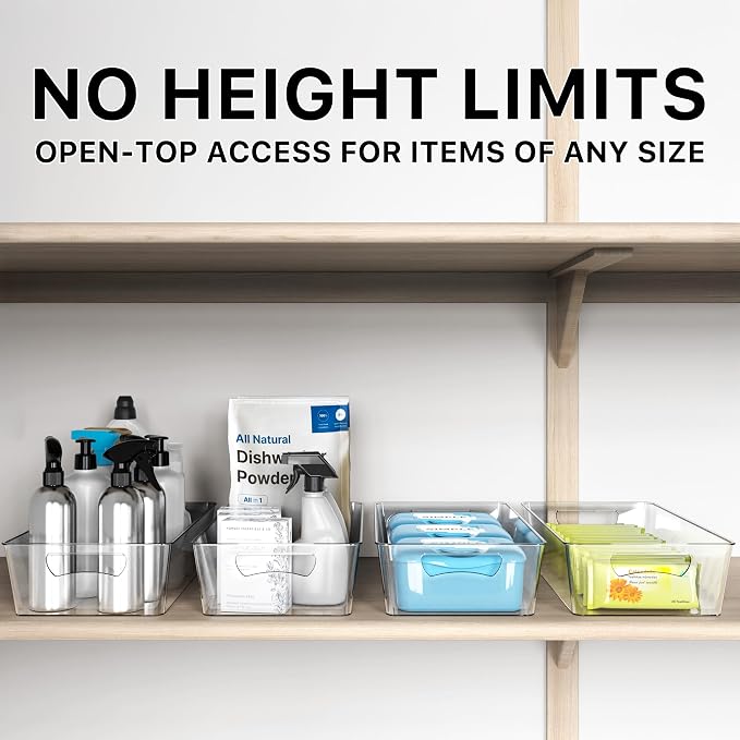 Simple Houseware 4 Pcs Kitchen Clear Bin Storage Organizer 15" x 8" x 3.75" - Image 5