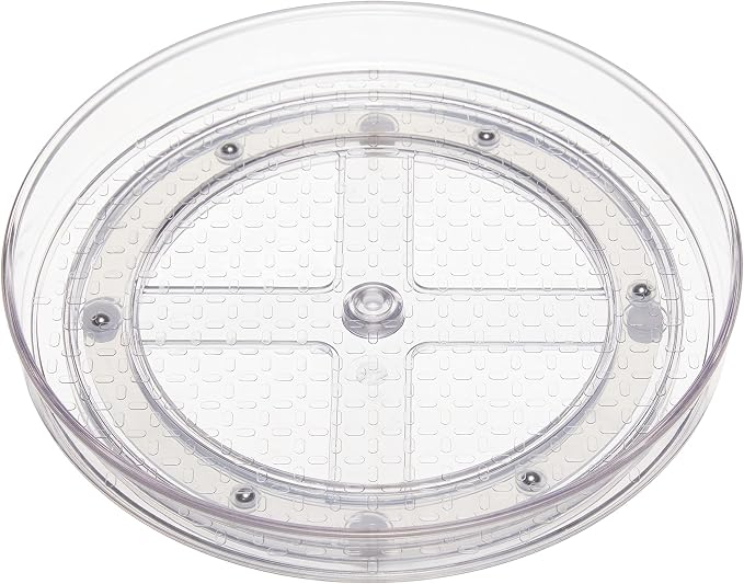 Amazon Basics Clear Rotating Lazy Susan Turntable Organizer for Condiments, 9-Inch, 2-Pack by AmazonBasics