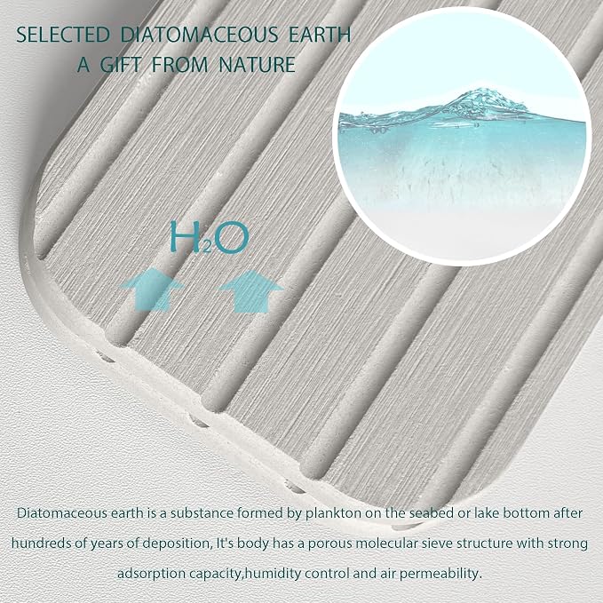 NiuYichee Faucet Mat for Kitchen Sink, Water Absorbing Diatomite Stone Tray | 19.6" x 3.9" Sink Coaster for Bathroom Counter, Stone Drying Mat, Sink Splash Guard, Fast Drying-Prevent Moisture, Pale Gray - Image 6