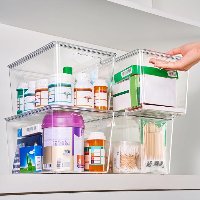 theaoo Large Clear Storage Bins with Lids, Stackable Containers, 10 Pack | Pantry Organization And Storage For Kitchen, Fridge, Garage And Cabinets. Clear Design Keeps Items Organized - Image 4