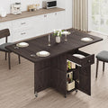 Jocoevol Folding Dining Table for Small Spaces, Space Saving Foldable Kitchen Table with Drawer & 2-Tier Storage Shelf, Rolling Expandable Dining Table with Wheels, Farmhouse, Dark Walnut by JOCOEVOL