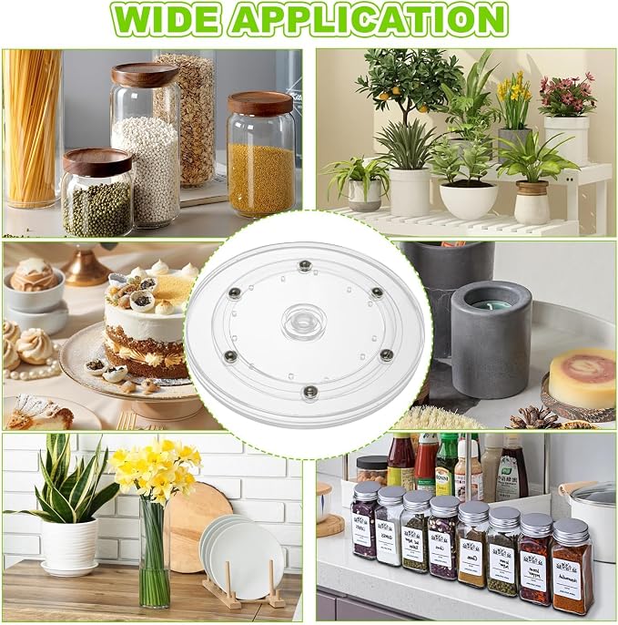 6PCS Small Lazy Susan 6 Inch, Transparent Acrylic Turntable for Cabinet Organization, 360 Degree Rotating Spice Rack for Kitchen, Fridge, Pantry & Bathroom Vanity - Image 5