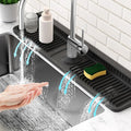 24'' Longer Faucet Mat for Kitchen Sink Splash Guard[7° Slope Fast Self-draining][Snap Lock Fit]Kitchen Sink Faucet Mat Splash Guard Kitchen Sink Area Water Splash Guard Behind Faucet Draining Mat by Snoquir