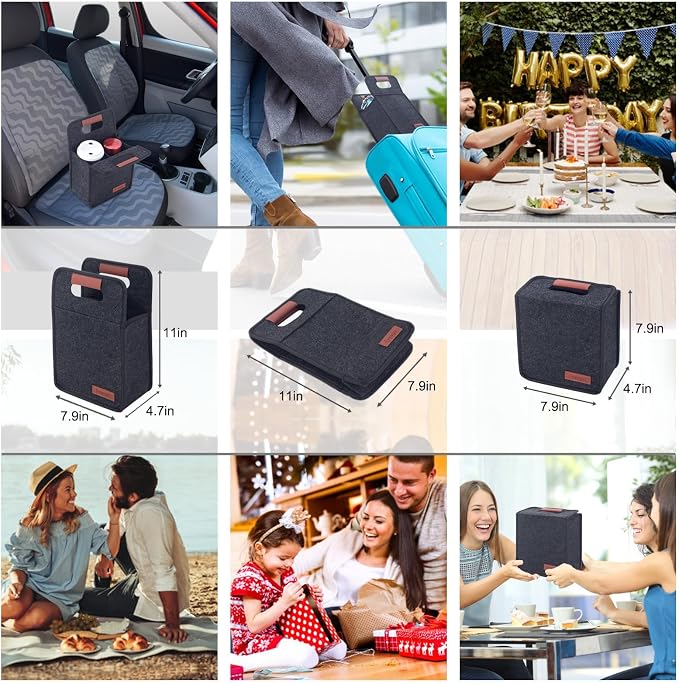 Foyego Reusable Drink Carrier with Handle, Fits 2 Cups, 2 Pack | Removable Dividers, Family Size, Multiple Tumbler Caddy, Portable Water Bottle Holder Bag, for Delivery, Car and Travel - Image 3
