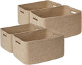 4 Pack Large Storage Basket for Organizing, 17.5"x13"x7" Woven Basket for Shelves, Closet Cube Storage Bins with Wrapped Handle, Cotton Rope Baskets for Kitchen, Clothes, Toys(Natural)) by Degeyoyo