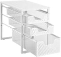 Simple Trending Under Sink Organizer 3-Tier with Sliding Storage Drawer | Multi-Purpose Desktop Organizer, Metal Cabinet Organizer for Kitchen Bathroom Office, Stackbale, Space Saving, White by SimpleTrending