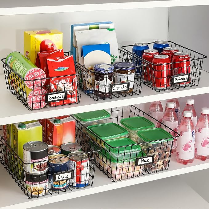 6 Pack Wire Baskets for Pantry Organization and Storage, Kitchen Organizer, 2 XXLarge & 2 XLarge & 2 Large - Image 4