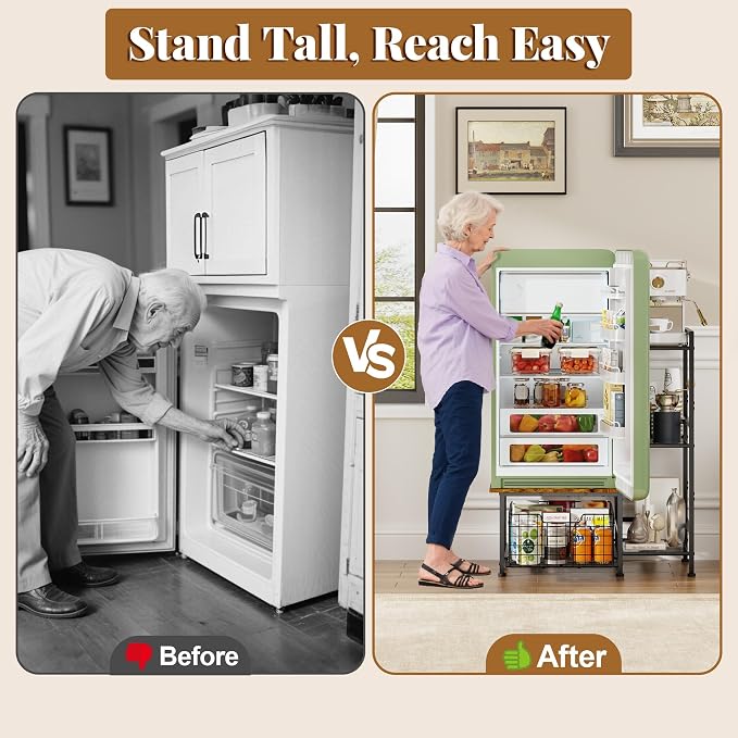 Mini Fridge Stand with Storage, Small Refrigerator Stand with Drawer | Coffee Bar with Mini Fridge Space, Wine Cabinet, Kitchen Storage for Dorm, Living Room, Office 18.9" D×18.7" W×36.2" - Image 4