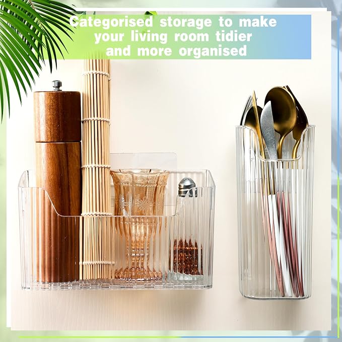 SiliFine 8 Pcs Cabinet Door Organizer Bin Wall Mount Organizer,3.35'',White - Image 3