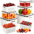5 Pack Large Fruit Storage Containers for Fridge, Leakproof Produce Containers with Removable Colanders, Dishwasher Safe Fridge Organizers and Storage, Keep Berry, Vegetables Fresh Longer by Unknown