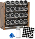 Spice Rack Organizer with 20 Glass Jars, for Cabinet Wall Mount Countertop | 4-Tier Seasoning Organizer with Labels, Chalk Marker & Funnel for Pantry, Kitchen Storage, Wood, 10.3 in W x 9.4 in H by NESAPTO