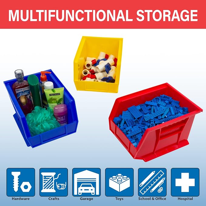 Akro-Mils 30239 AkroBins Plastic Storage Bins, 11"x8"x7", Black, 6-Pack | Space-Saving Stackable Bins for Garage, Pantry, Craft Organization - Image 3