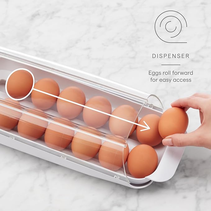 YouCopia FridgeView Rolling Egg Holder, BPA-Free Stackable Eggs Organizer with Removable Tray for Refrigerator Storage - Image 2