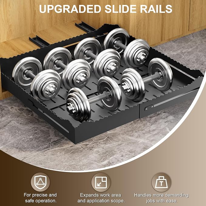 Pull Out Drawers for Cabinets, Expandable Pull Out Cabinet Organizer 11-18" Width,13-24" Depth, Roll out Shelves for Cabinets Without Lip, No Drill Adjustable Slide out Drawers for Kitchen & Pantry - Image 6