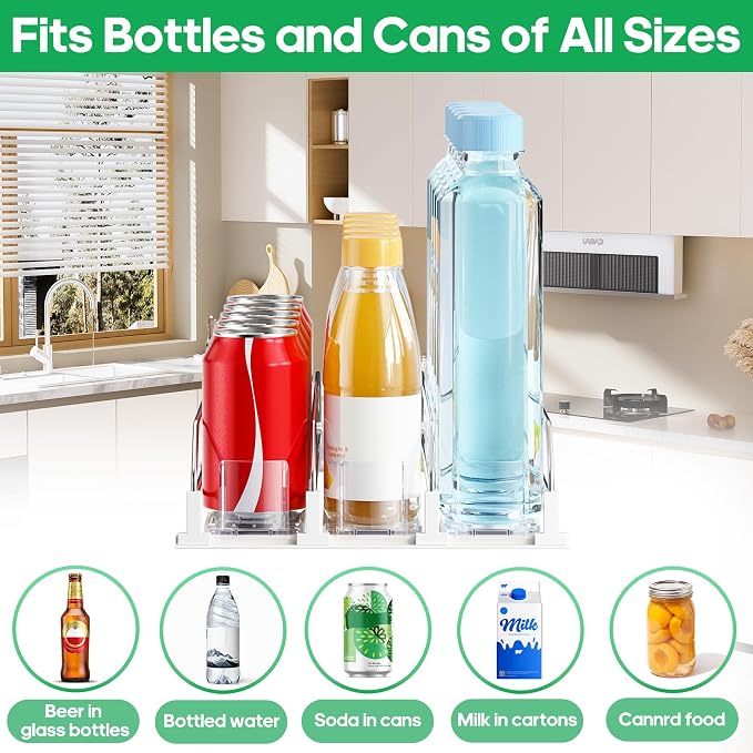 Drink Organizer for Fridge, Automatic Drink Dispenser for Fridge | Fridge Drink Organizer Holds up to 15 Cans, 12-20oz Can Dispenser for Fridge, Soda Can Organizer for Refrigerator, 5 Row - Image 4