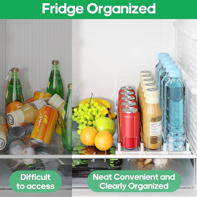 Drink Organizer for Fridge, Automatic Drink Dispenser for Fridge | Fridge Drink Organizer Holds up to 15 Cans, 12-20oz Can Dispenser for Fridge, Soda Can Organizer for Refrigerator, 3 Row - Image 6