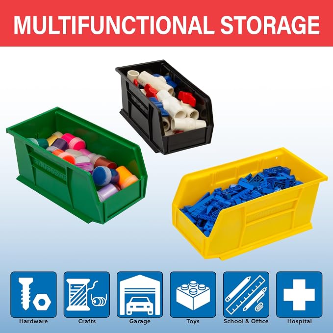Akro-Mils 30230 AkroBins Plastic Storage Bins, 11"x5"x5", Black, 12-Pack | Space-Saving Stackable Bins for Garage, Pantry, Craft Organization - Image 4