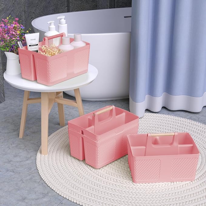 Shower Caddy Portable and Cleaning Caddy Organizer for Bathroom, Kitchen, Toiletries Storage ，Caddy organizer with handle, Rust-Resistant, Durable Material (Pink, 9.36" L×7.73" W×7.24" H) - Image 7