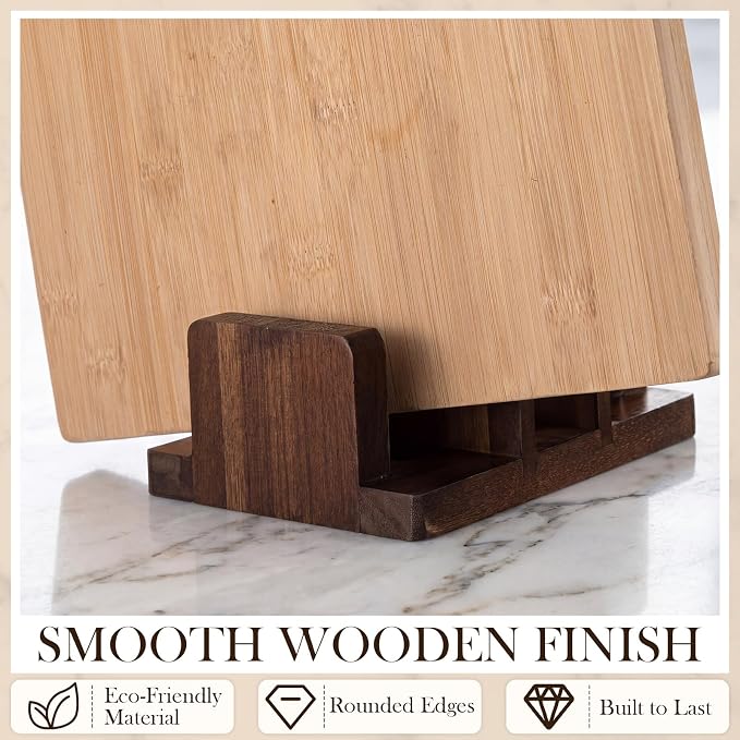 2 Pack Acacia Wood Cutting Board Holder, Kitchen Rack for Cutting Boards, Lids, Bakeware Storage, Countertop Pan & Tray Holder with 3 Slots, Plate Organizer for Cabinet, Baking Sheets - Image 7
