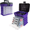 Storage and Tool Box-Durable Organizer Utility Box-4 Drawers with 19 Compartments Each for Hardware, Fish Tackle, Beads, and More by Stalwart (Purple) | With Drawers and Customizable Compartments for Hardware, Fishing Tackle Box, Beads, or Craft Supplies by Stalwart