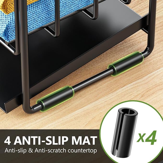 Cisily 2-Tier Kitchen Sink Caddy Organzier Rack with Dish Brush Sponge Holder | Kitchen Sink Countertop Organization Storage,Home Decor Accessories Essentials Stainless Steel - Image 5