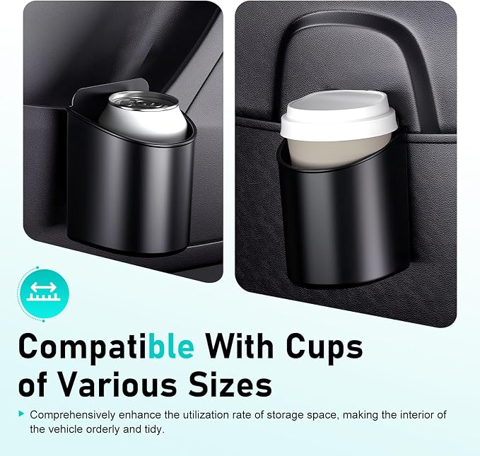 2PCS Car Door Cup Holder, Shock-resistant Wobble-free Backseat Cup Organizer, Multifunctional Clip On Beverage Holder, Universal for Most Vehicles (Black) - Image 7